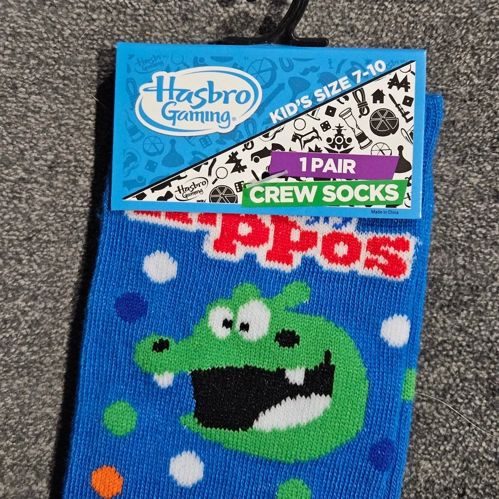 Hasbro Gaming‎ Hungry Hungry Hippos Kids Crew Socks Blue Size 7-10